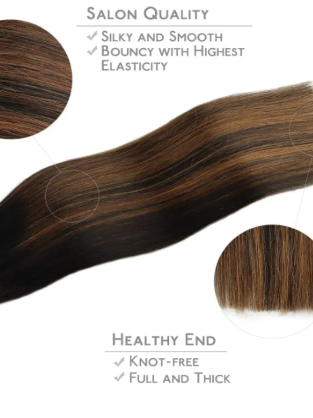 Clip-in Hair Extensions, 9pcs, 24 in. Balayage Natural Black to Chestnut Brown